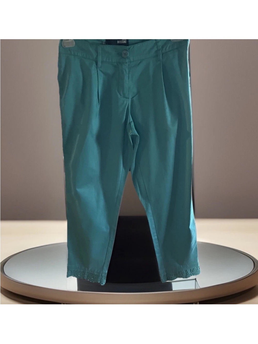 Moschino Teal Cropped Chino Pants